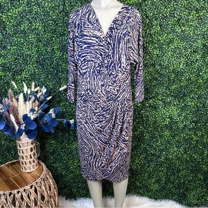 Nwot Max & Cleo‎ Navy and Beige Patterned Dress business office wear